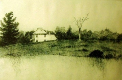 House up Inlet Valley, etching/aquatint, 12&quot;x18