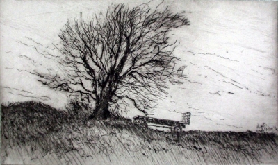 End of Season, etching, 4&quot;x7&quot;