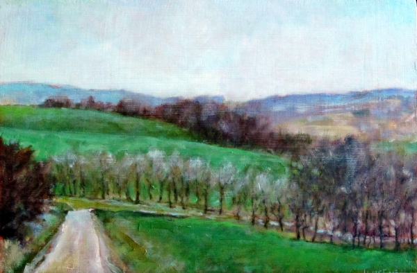 April, Hills Above Odessa,oil on panel, 9&quot;x12&quot;